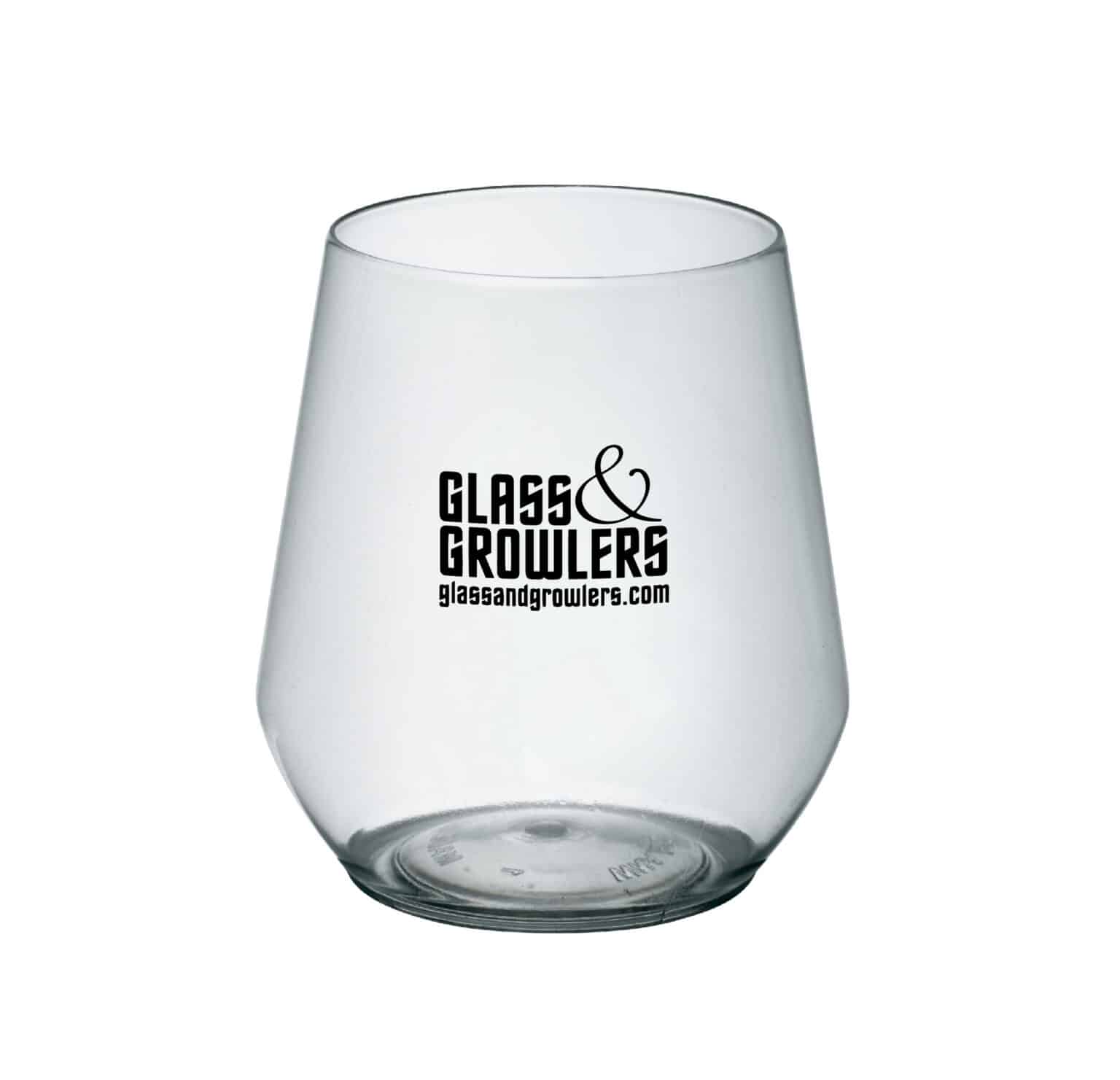 Clear Plastic Stemless Wine Glass 12oz Custom Printed Glass And Growlers