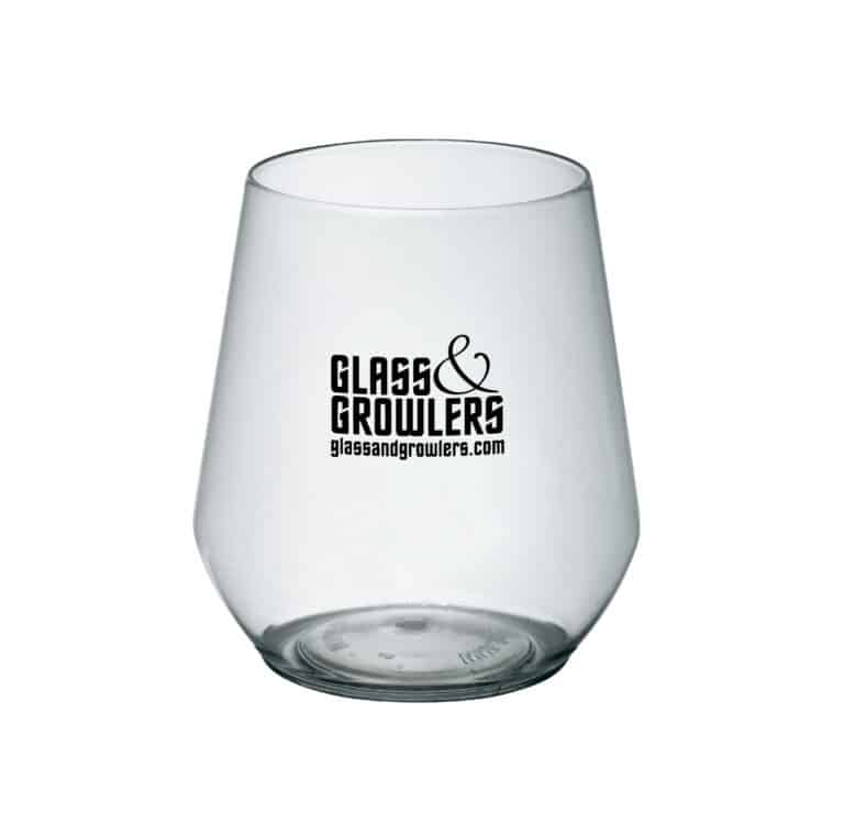 Clear Plastic Stemless Wine Glass 12oz Custom Printed Glass and
