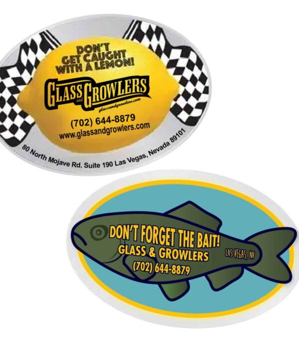 Custom 2x4 inch oval clear sticker for glassware branding and labeling