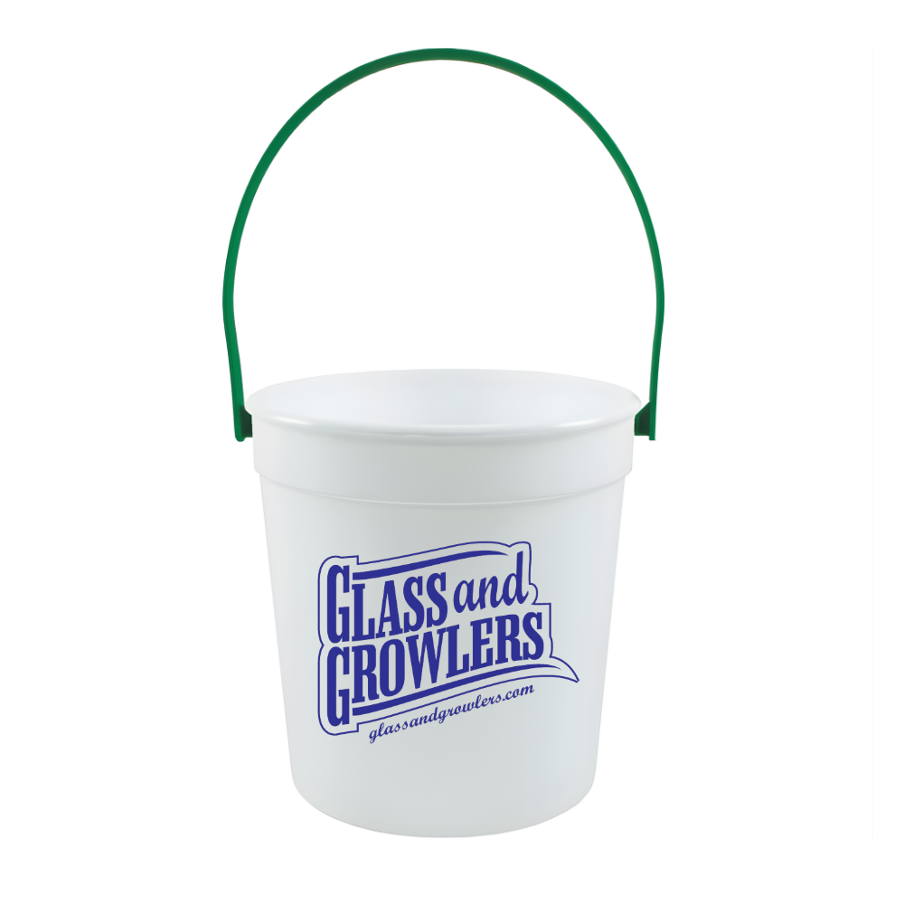 White Bucket with Green 348 Handle
