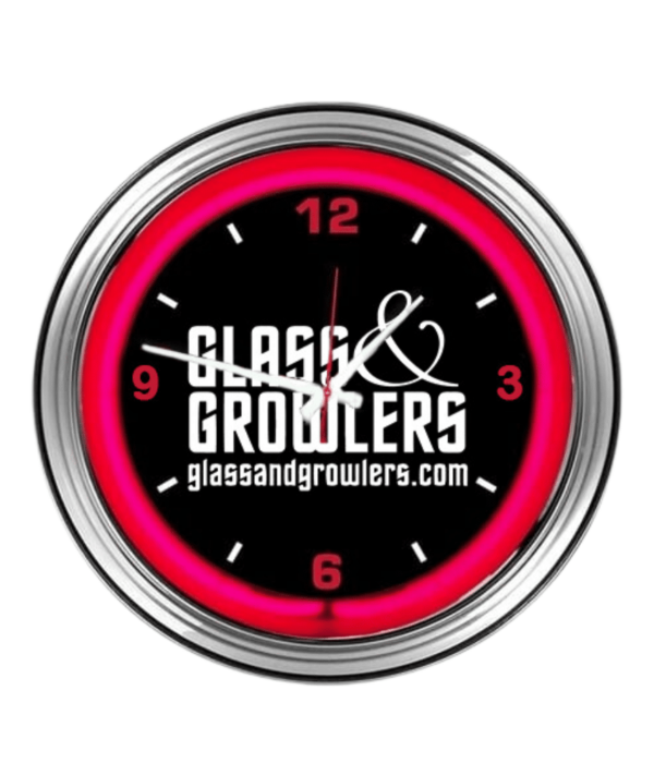 16" Chrome Steel Neon Clock with Custom Color Lens
