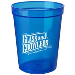 16 Oz Smooth Stadium Cup Translucent blue with custom logo