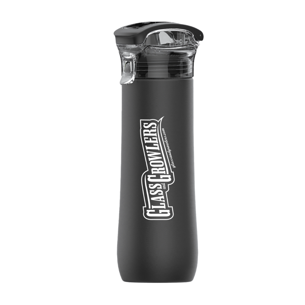 23 oz Stainless Steel Double Wall Sports Bottle with Folding Handle Black