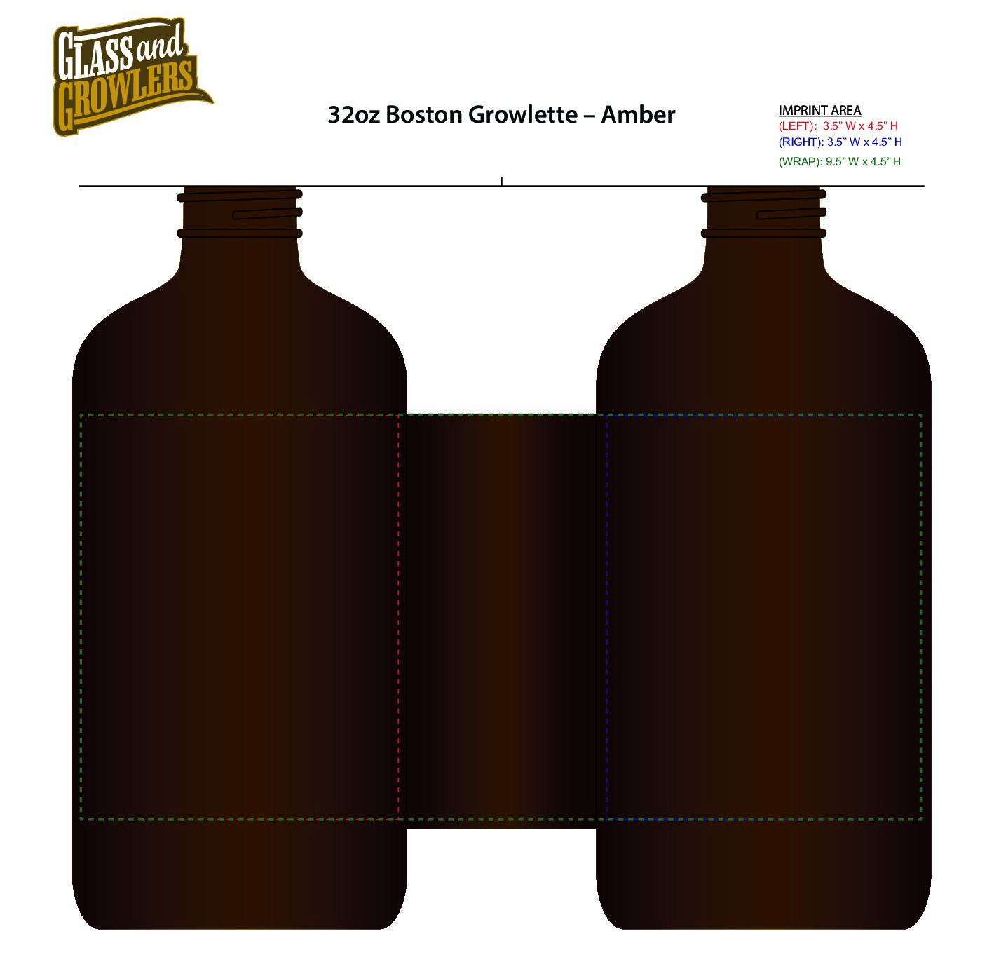 32oz Boston Growlette - Amber