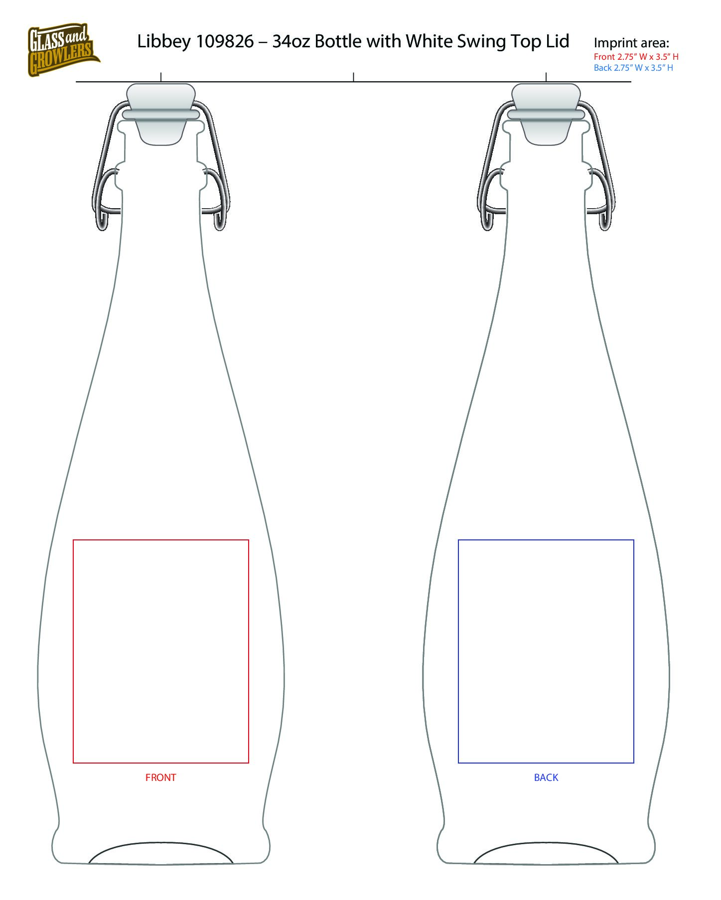 Libbey 109826 - 34oz Bottle with White Swing Top Lid