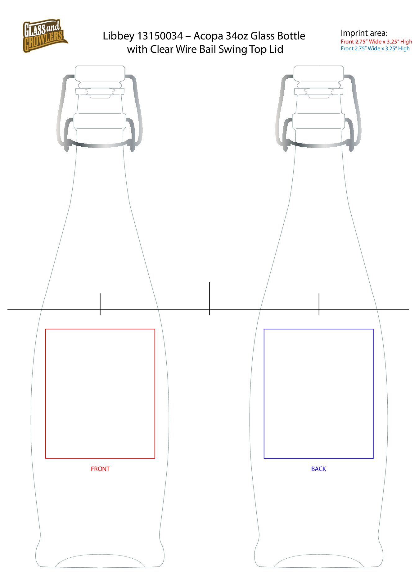 Libbey 13150034 - 34oz Bottle with Clear Swing Top Lid