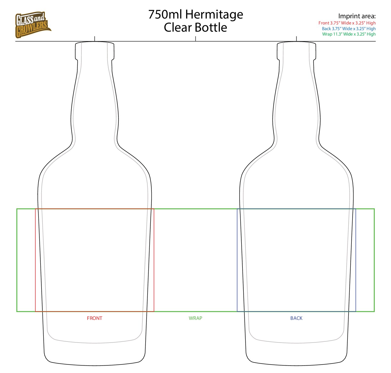 750ml Hermitage Clear Glass Bottle w/ 18.5mm Cork Finish