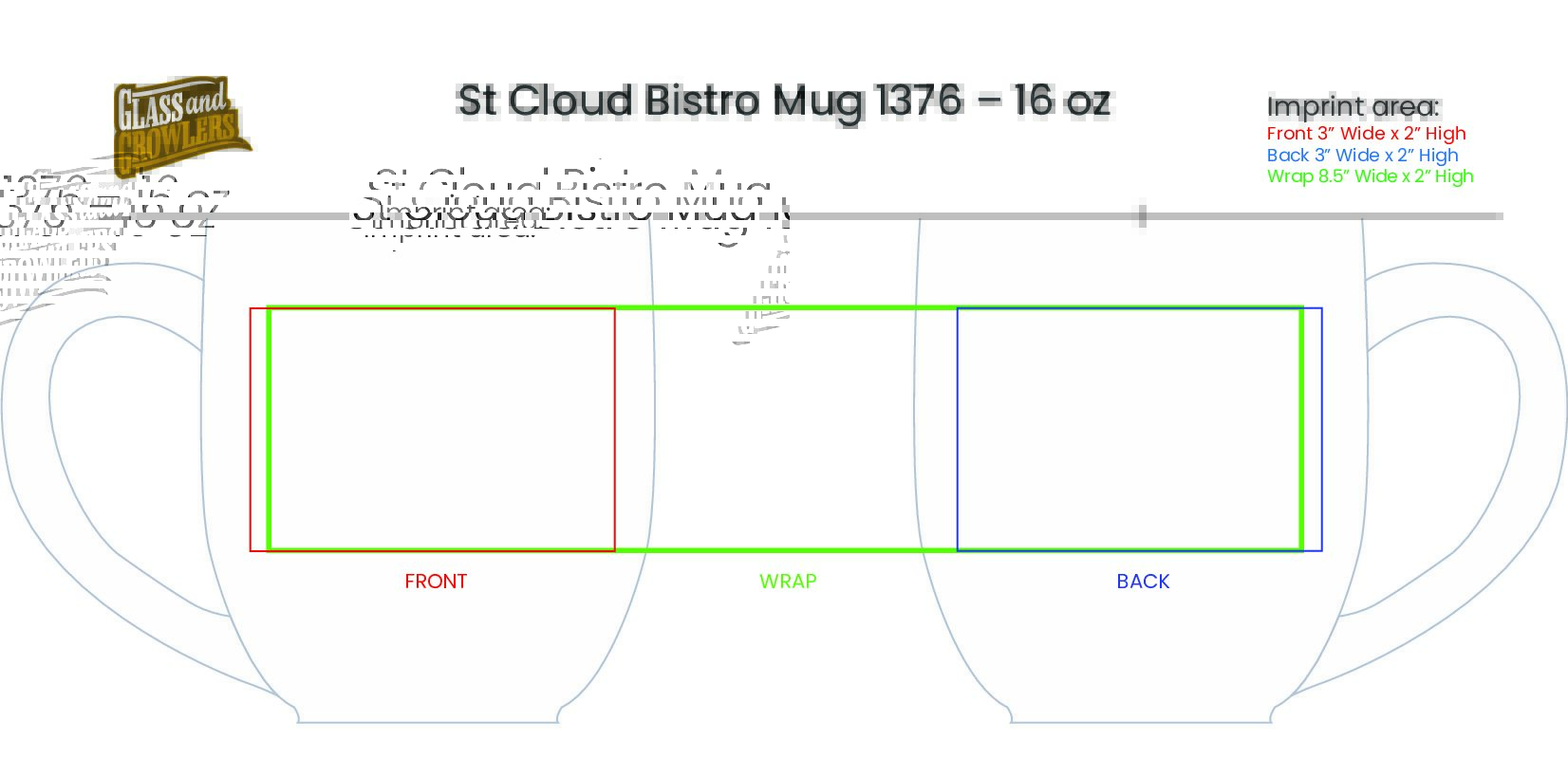 St Paul Bistro Mug 1376 - 16 oz Assorted Colors