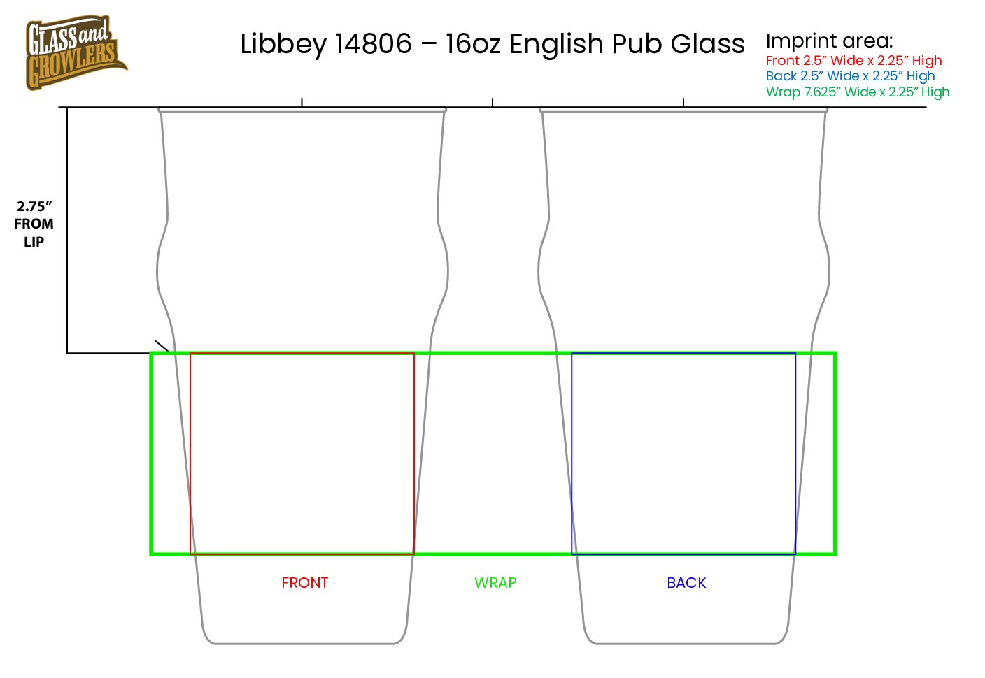 Libbey 14806 - 16oz English Pub Glass