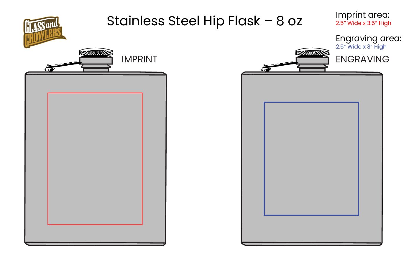 Stainless Steel Hip Flask - 8 oz
