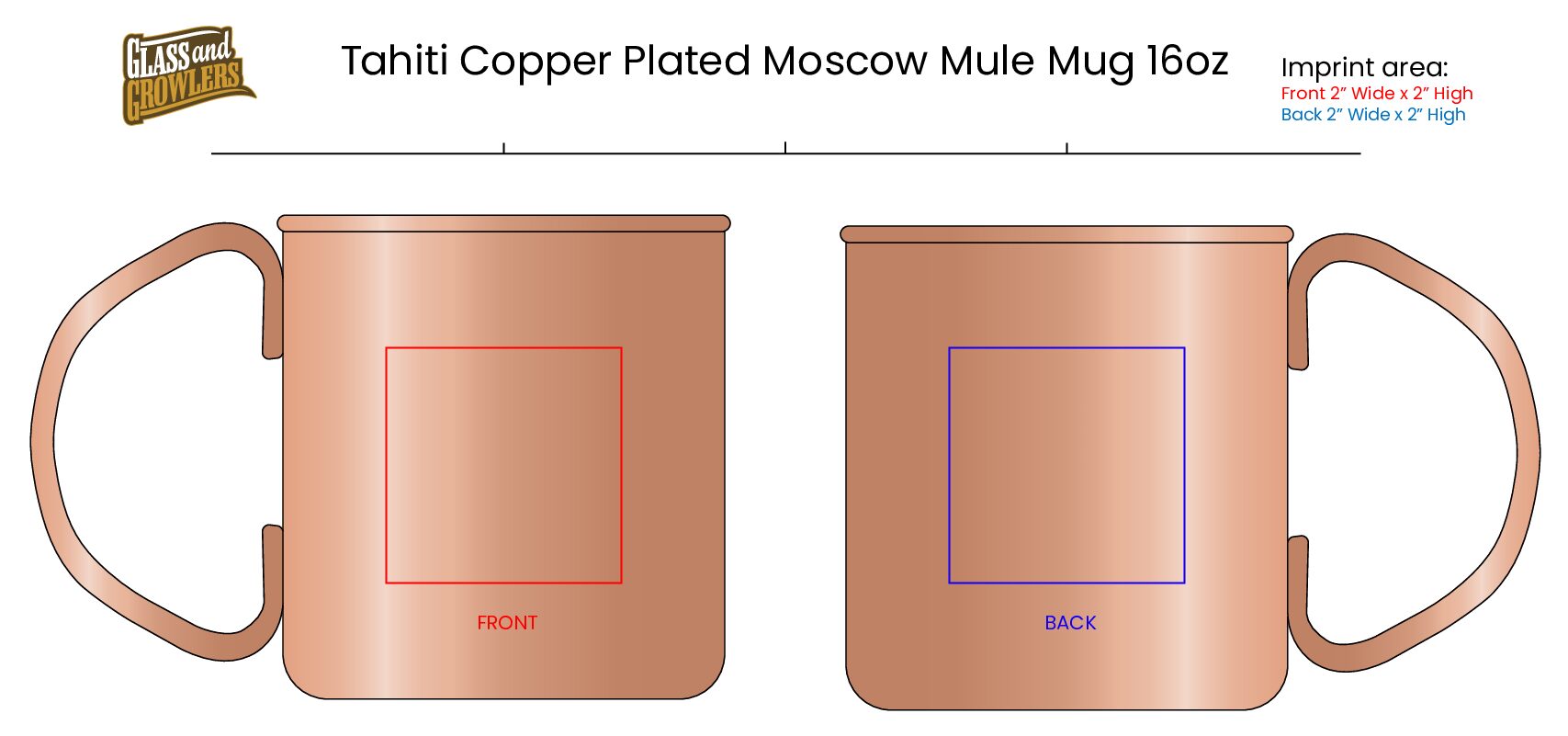 Tahiti Copper Plated Moscow Mule Mug 16oz