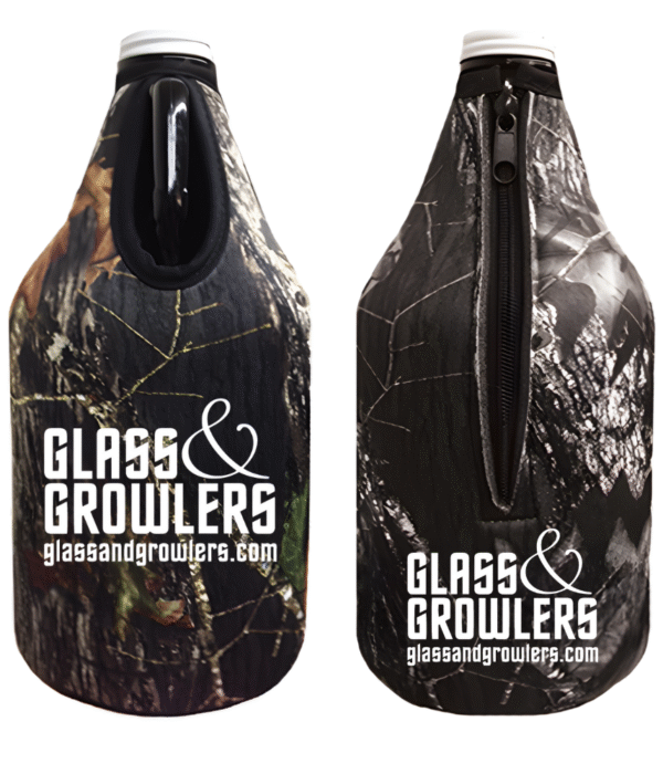 Mossy Oak or Realtree Premium Collapsible Foam 64oz Growler Bottle Zipper Insulator
