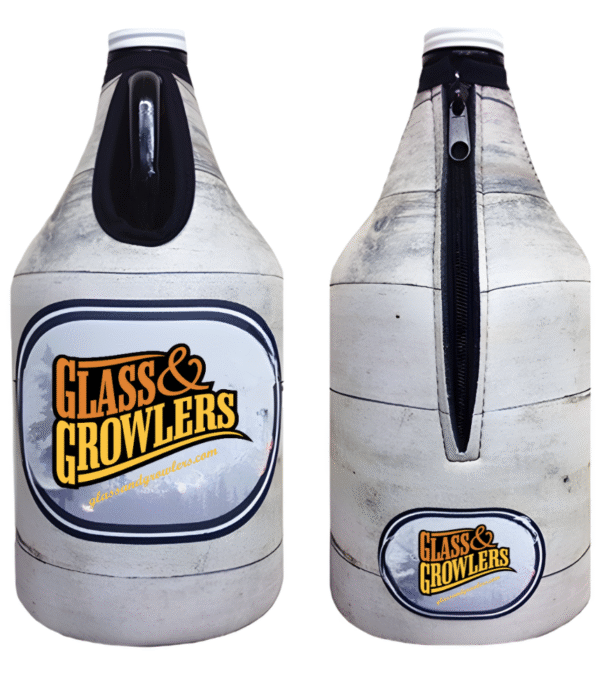 Premium Full Color Dye Sublimation Foam 64oz Growler Bottle Zipper Insulator